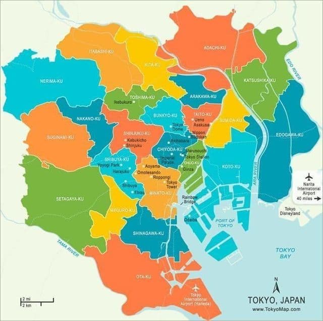 Mappa del quartiere di Tokyo