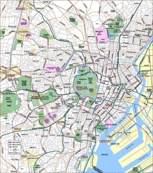 Mappa della città di Tokyo