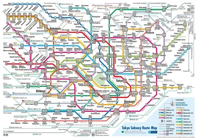 Mappa delle stazioni della metropolitana di Tokyo