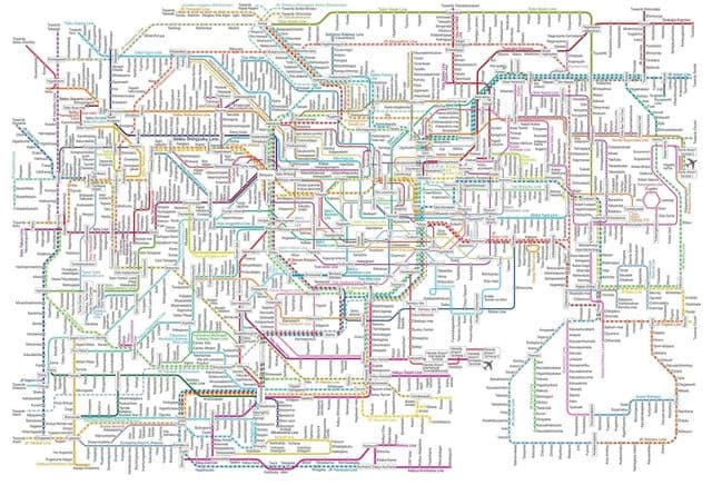 Mappa delle stazioni ferroviarie di Tokyo