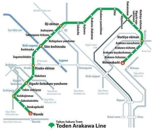 Mappa delle stazioni del tram di Tokyo