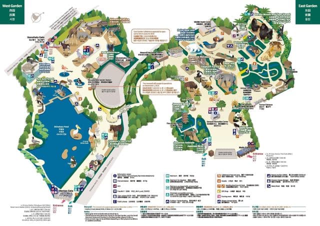 Mappa del parco zoologico di Tokyo