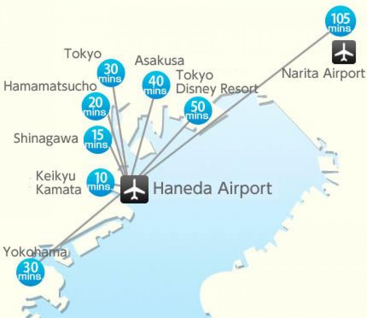 Mappa degli aeroporti di Tokyo