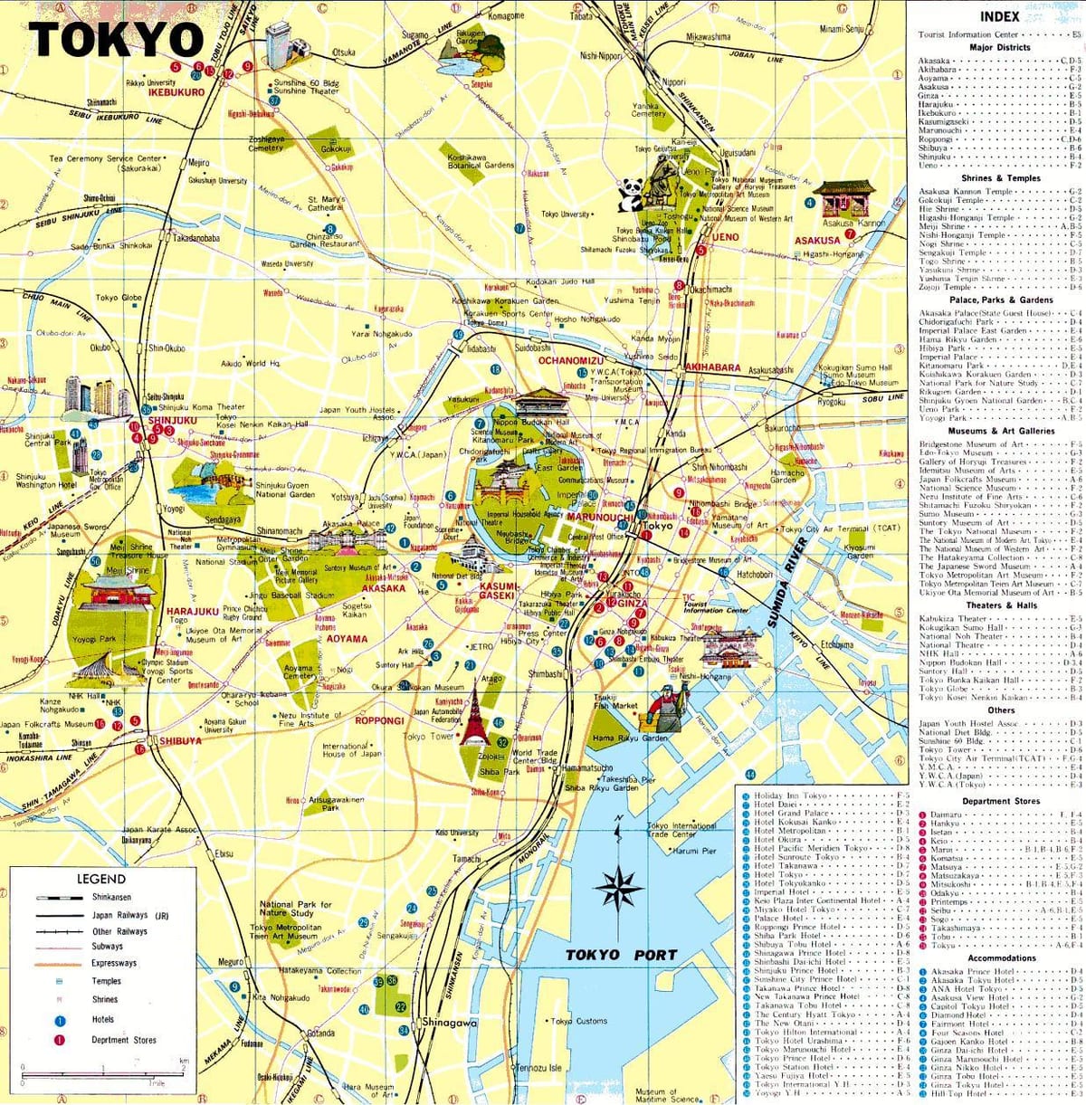 Mappa del centro di Tokyo